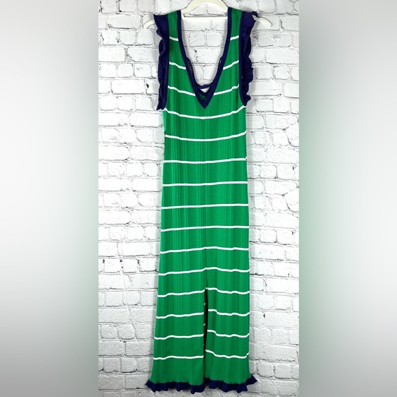 Anthropoligie NWT Daily Practice Green/Navy Striped Dress, Size Medium Petite - Picture 5 of 15